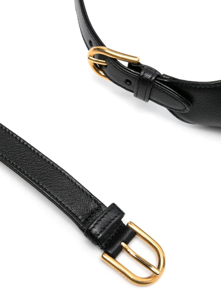 Black Aphrodite Medium Leather Shoulder Bag