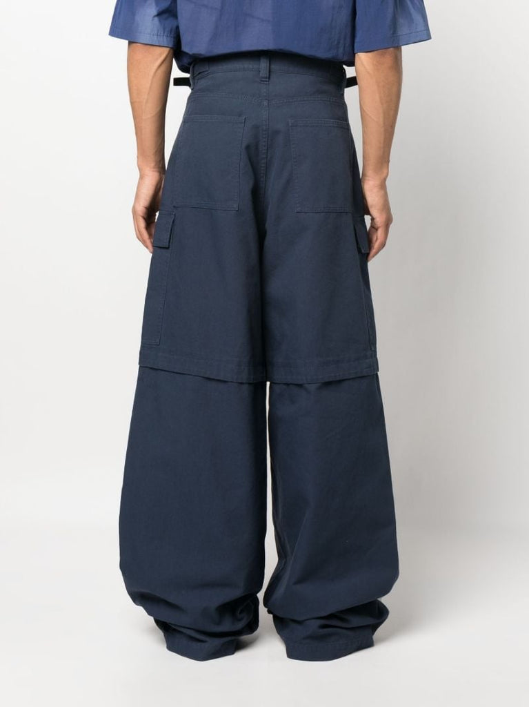 Blue Wide Cargo Trousers