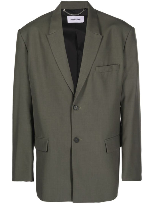Green Oversized Single-breasted Blazer