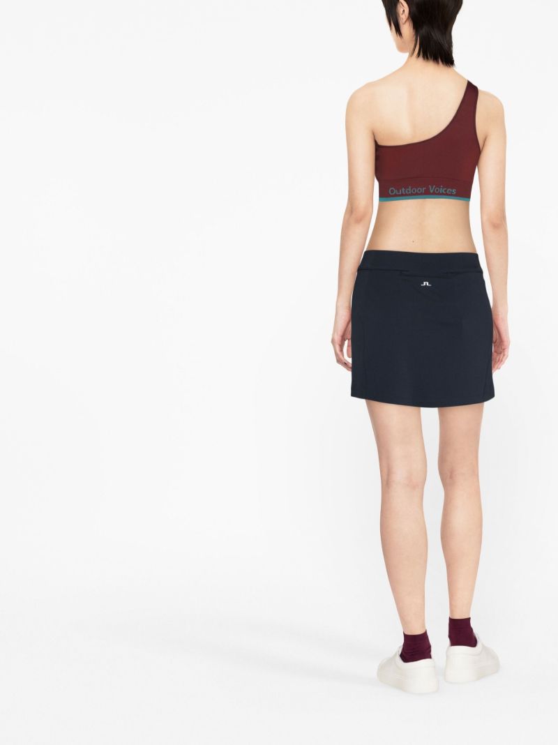 Blue Logo Print Straight Skirt