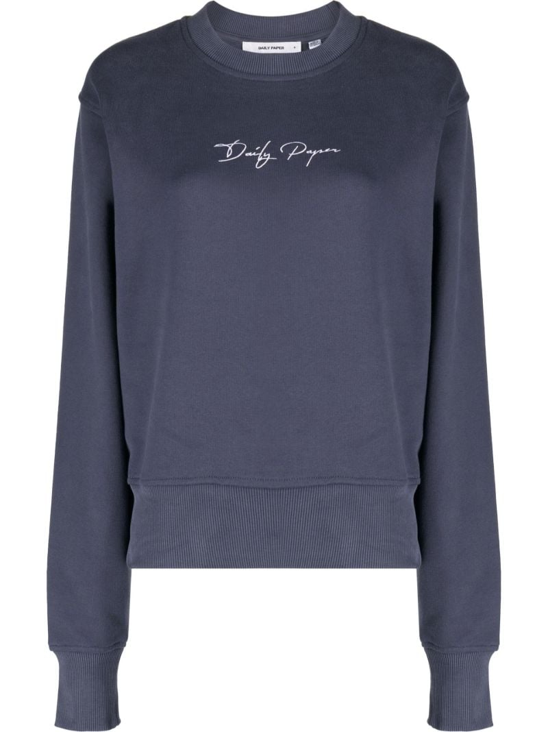 Blue Logo Print Cotton Sweatshirt