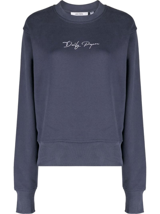 Blue Logo Print Cotton Sweatshirt