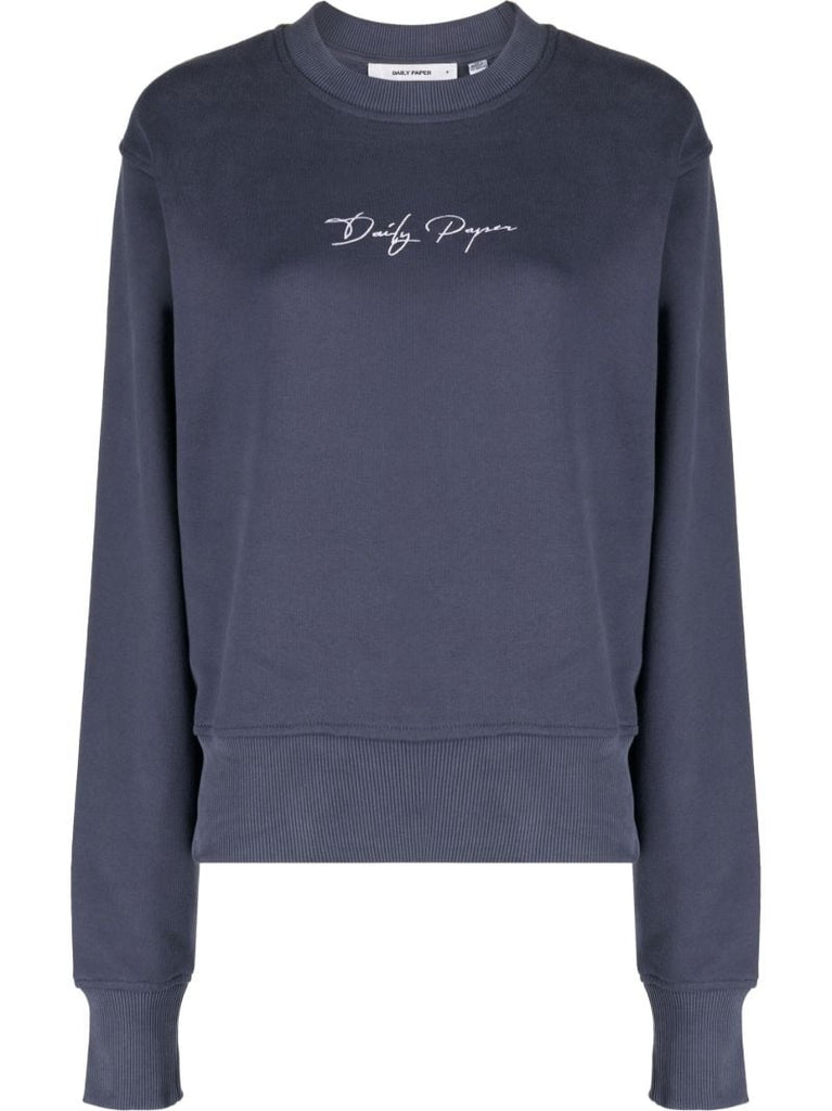 Blue Logo Print Cotton Sweatshirt