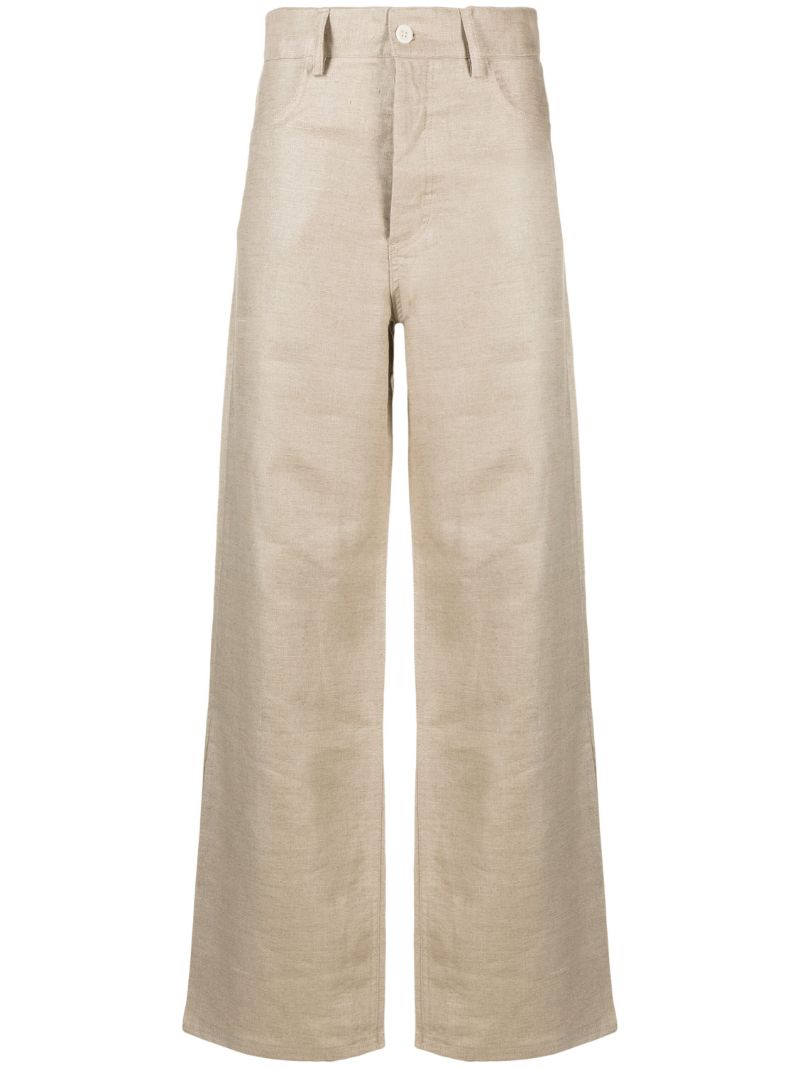 Neutral Navalo Linen Straight-leg Trousers