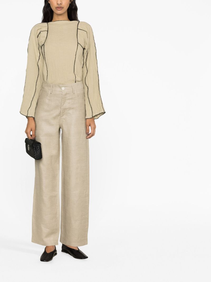 Neutral Navalo Linen Straight-leg Trousers