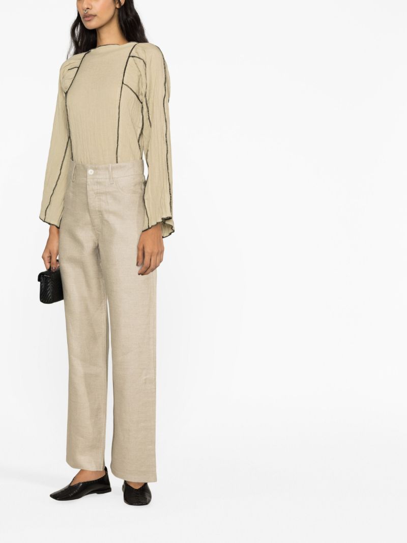 Neutral Navalo Linen Straight-leg Trousers