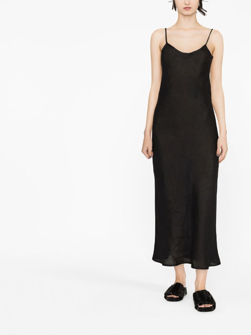 Black Dydine Linen Midi Dress