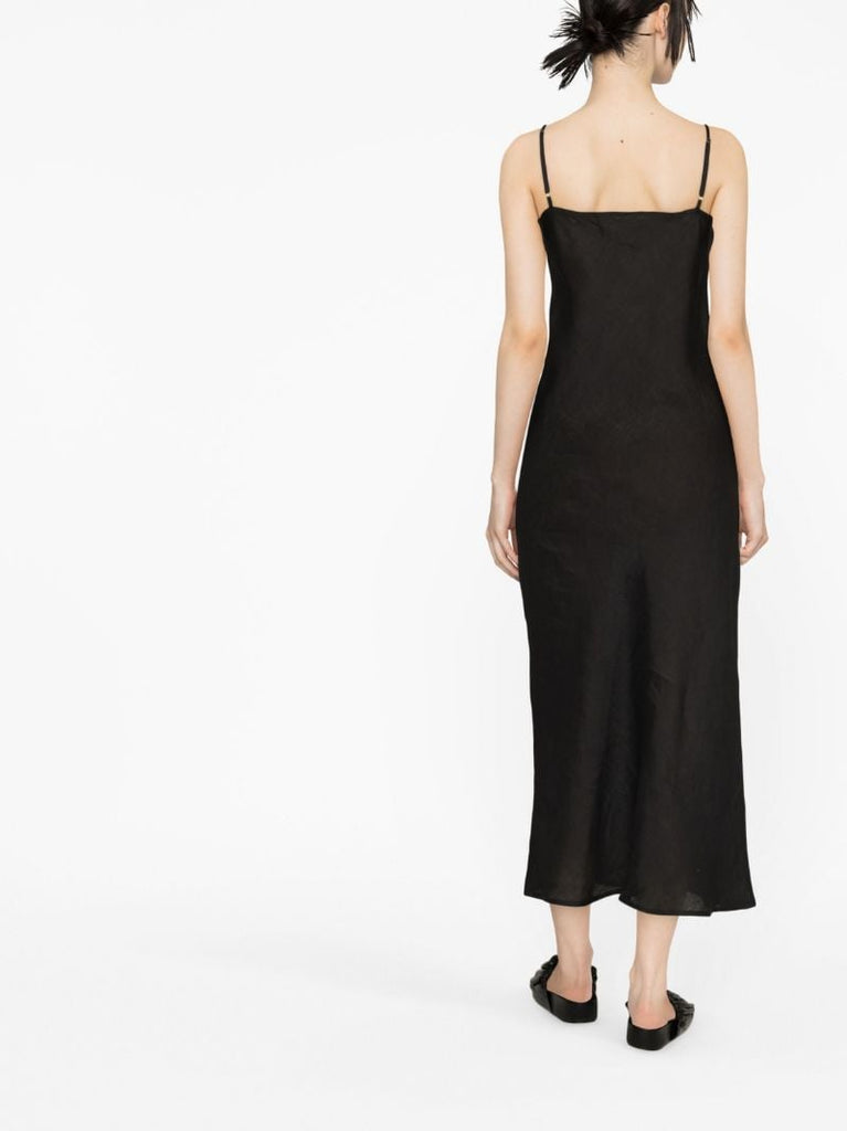 Black Dydine Linen Midi Dress