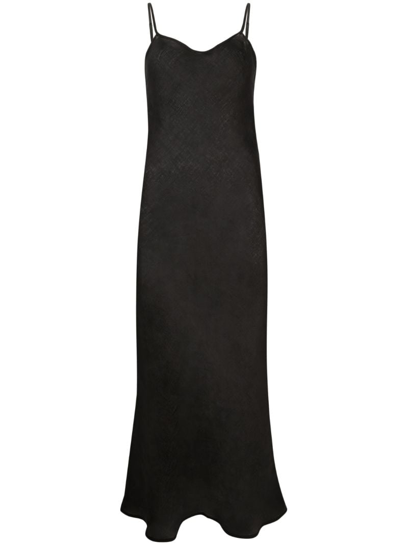 Black Dydine Linen Midi Dress