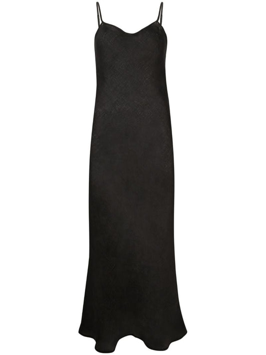 Black Dydine Linen Midi Dress