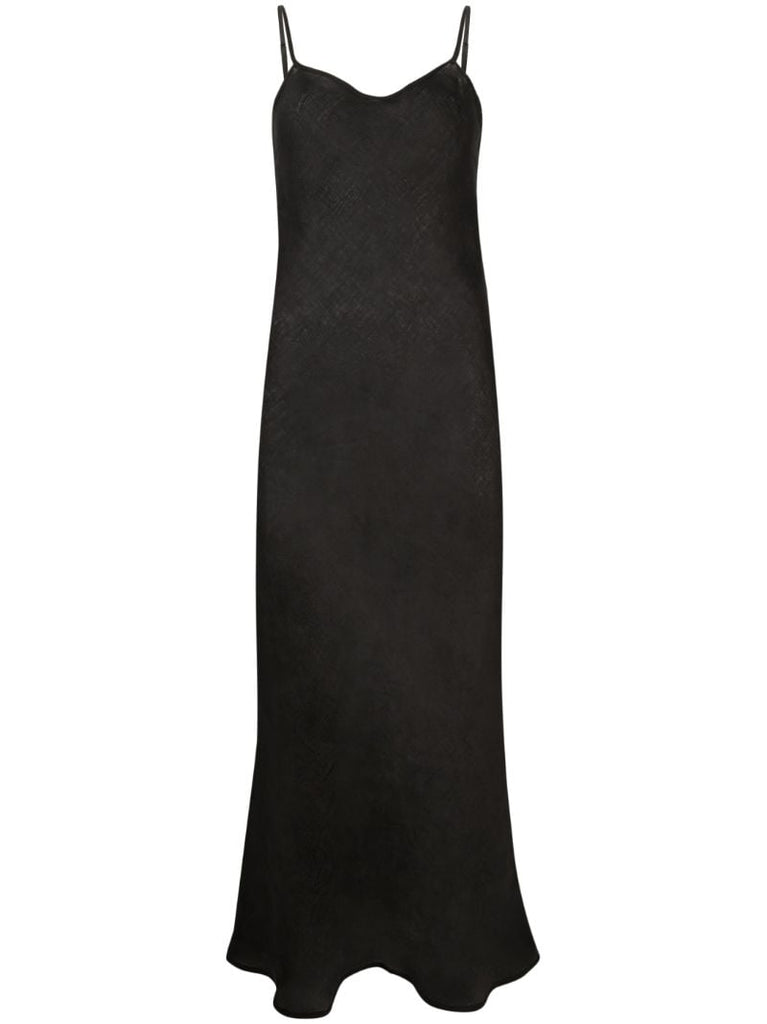 Black Dydine Linen Midi Dress