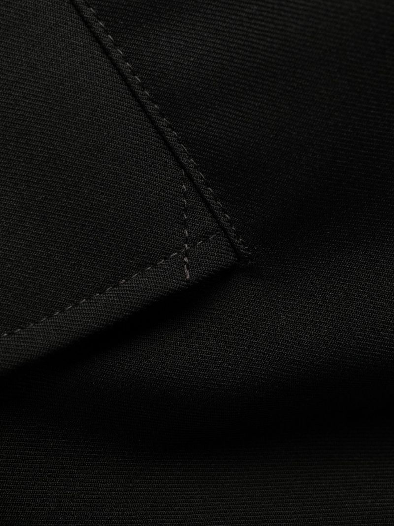Black Eyelet Detail Single-breasted Coat