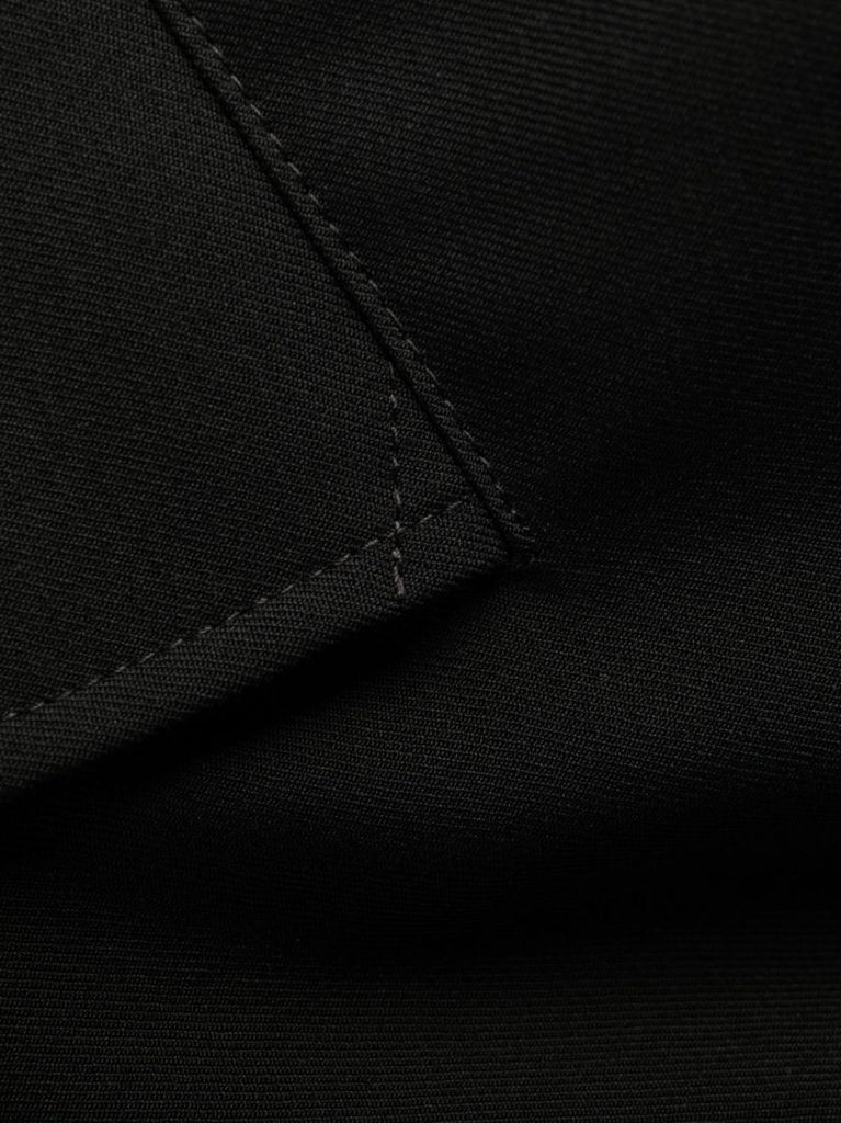 Black Eyelet Detail Single-breasted Coat