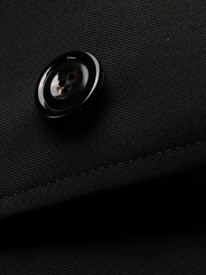 Black Eyelet Detail Single-breasted Coat
