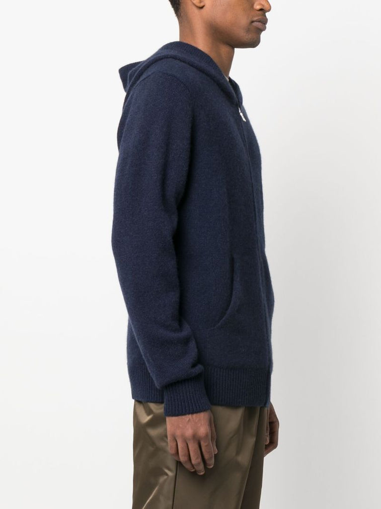 Blue Knitted Cashmere Hoodie