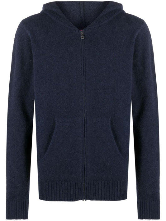 Blue Knitted Cashmere Hoodie