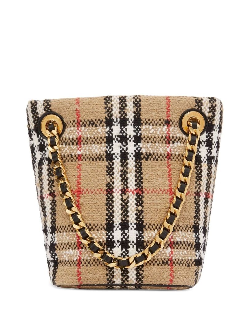 Neutral Vintage Check BouclÃ_x0083_Â© Mini Bucket Bag