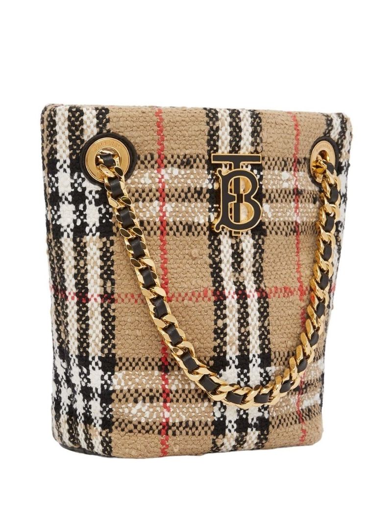 Neutral Vintage Check BouclÃ_x0083_Â© Mini Bucket Bag