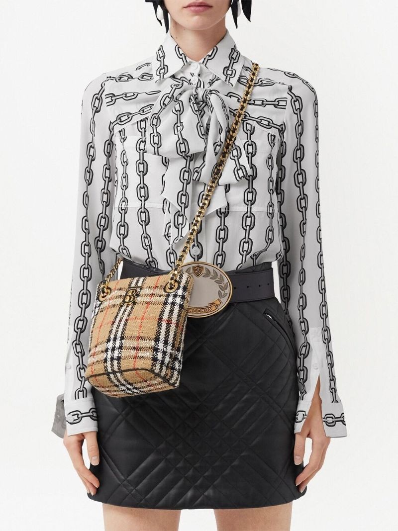 Neutral Vintage Check BouclÃ_x0083_Â© Mini Bucket Bag