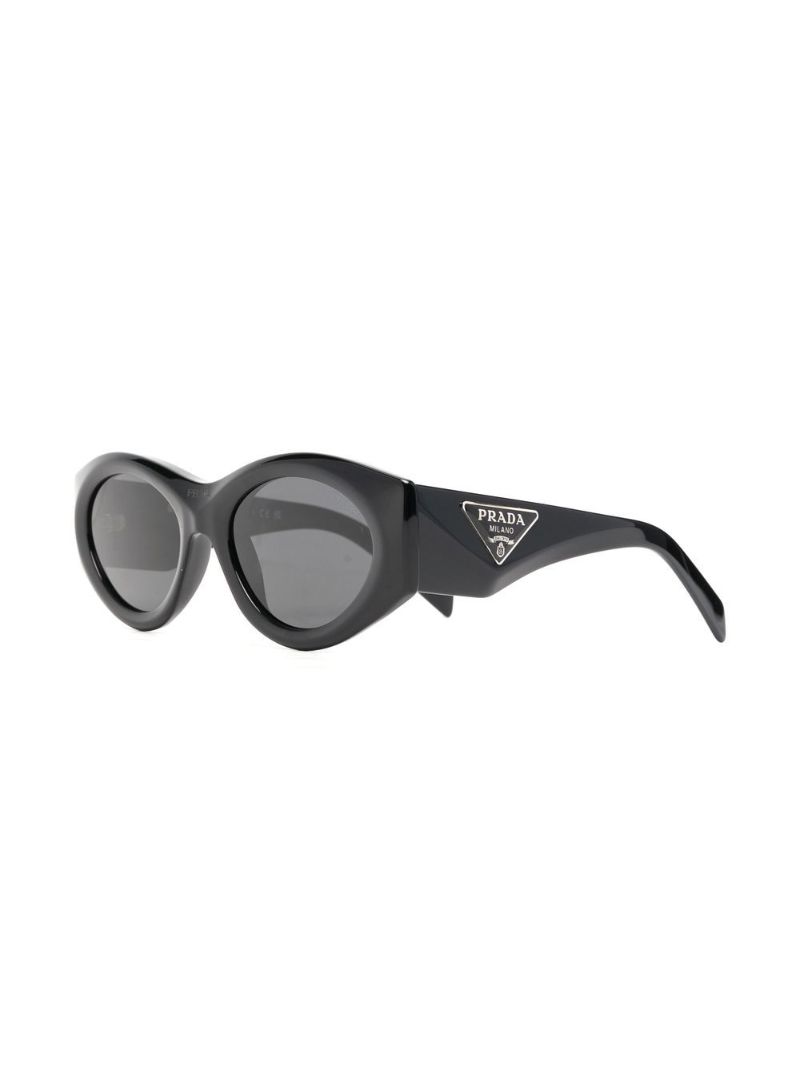 Black Triangle-logo Oval-frame Sunglasses