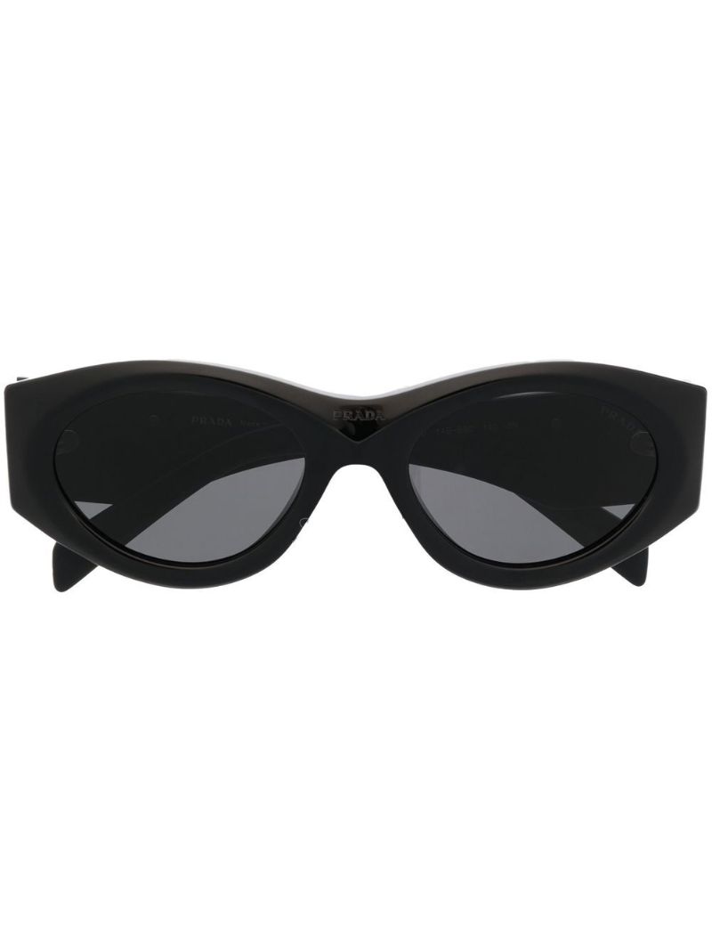 Black Triangle-logo Oval-frame Sunglasses