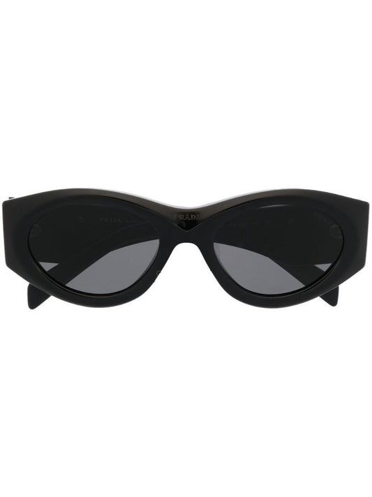 Black Triangle-logo Oval-frame Sunglasses