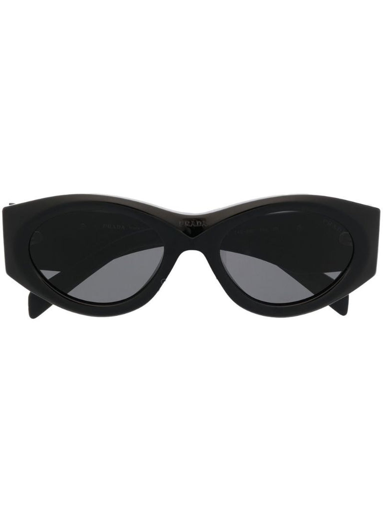 Black Triangle-logo Oval-frame Sunglasses