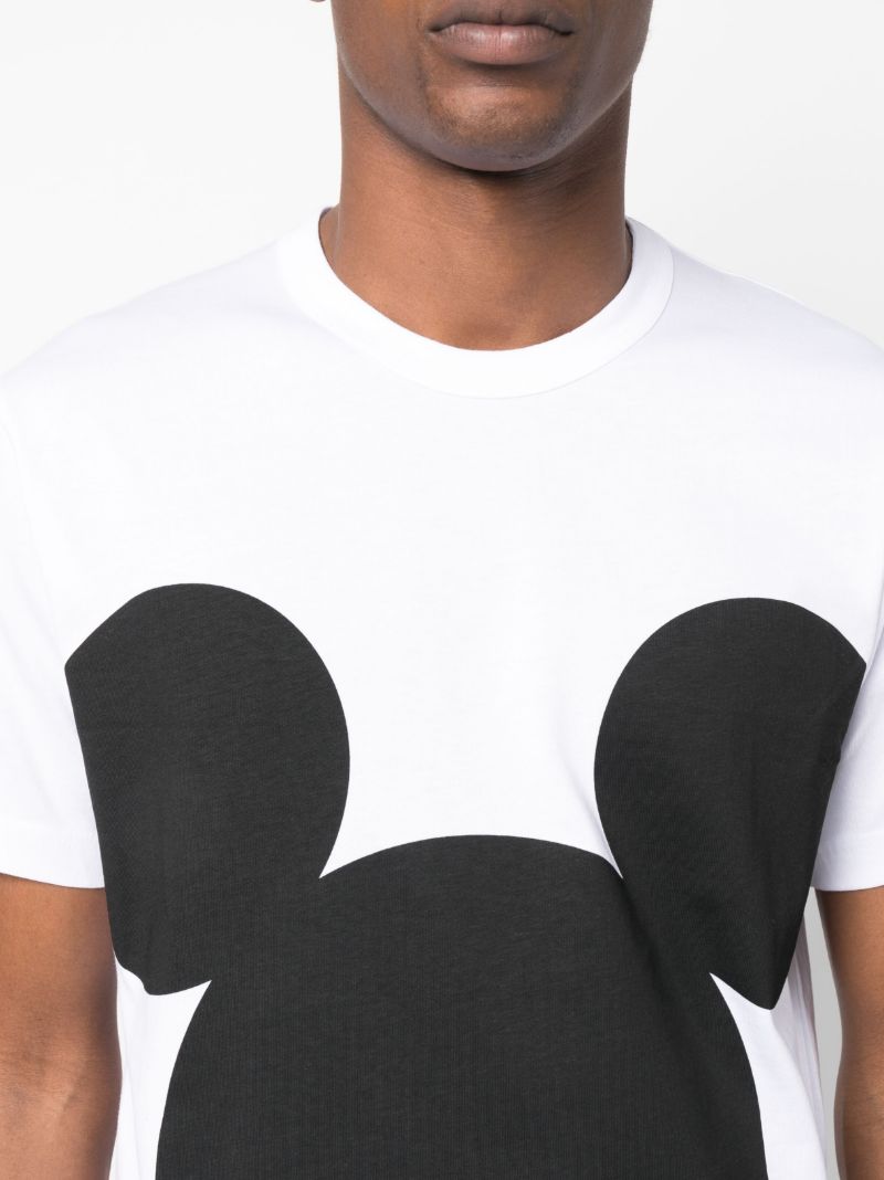 White Mickey Mouse Print T-shirt