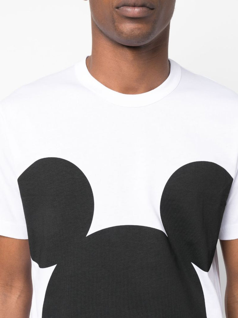 White Mickey Mouse Print T-shirt