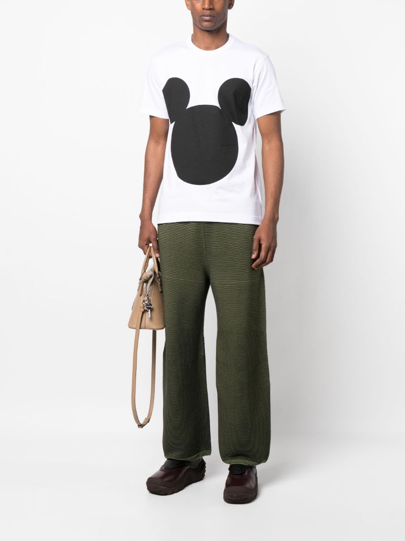 White Mickey Mouse Print T-shirt