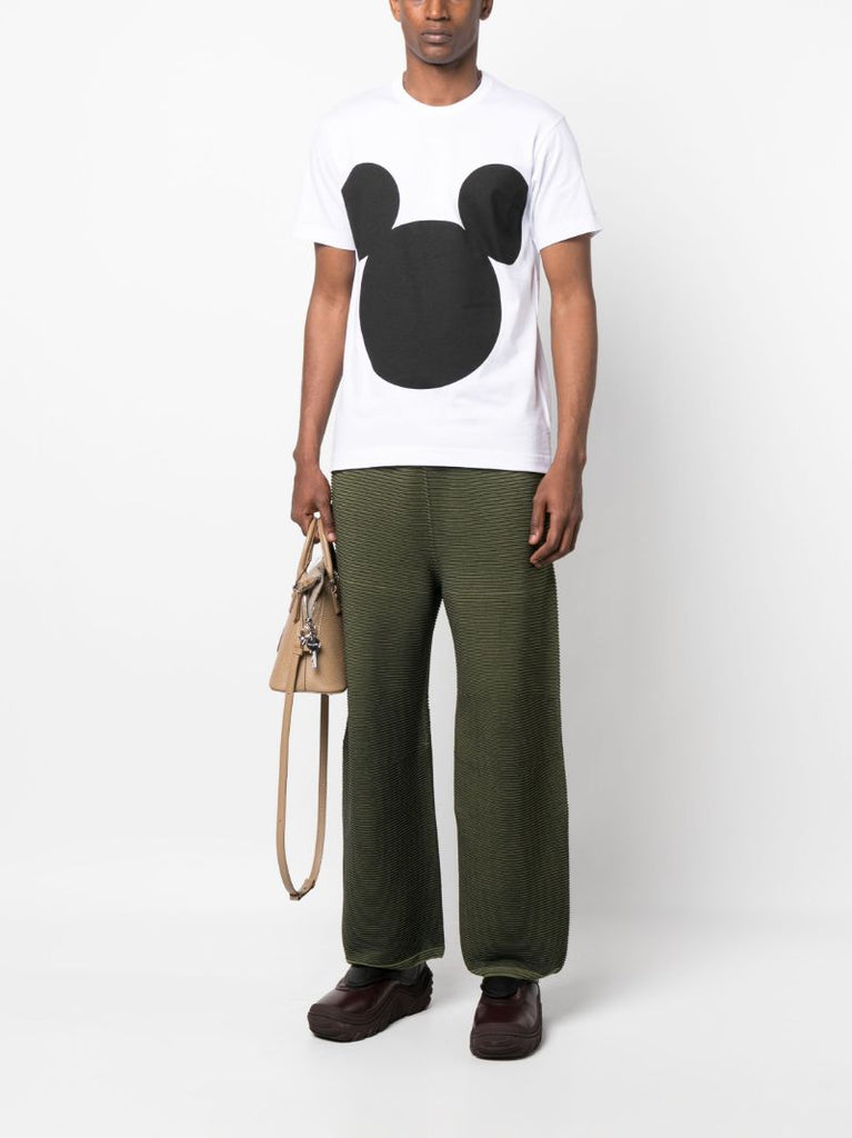 White Mickey Mouse Print T-shirt