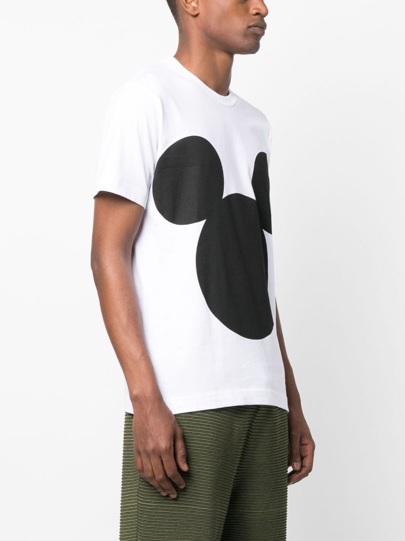 White Mickey Mouse Print T-shirt