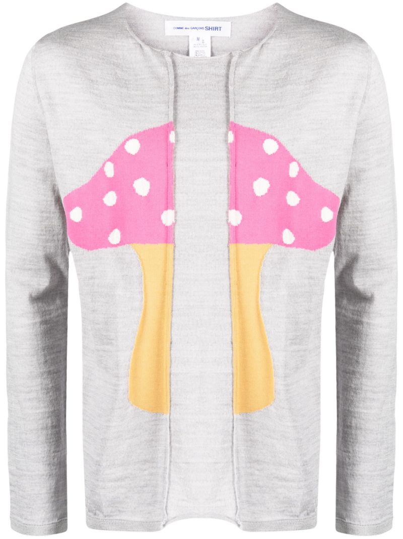 Grey Mushroom Motif Sweater
