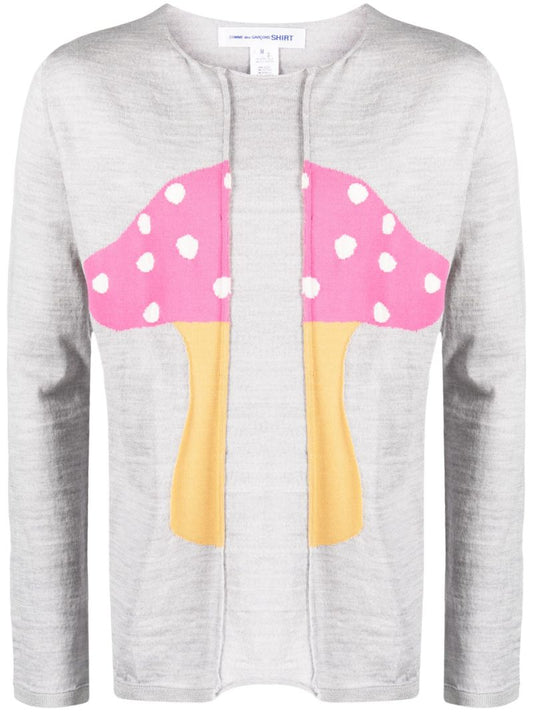 Grey Mushroom Motif Sweater