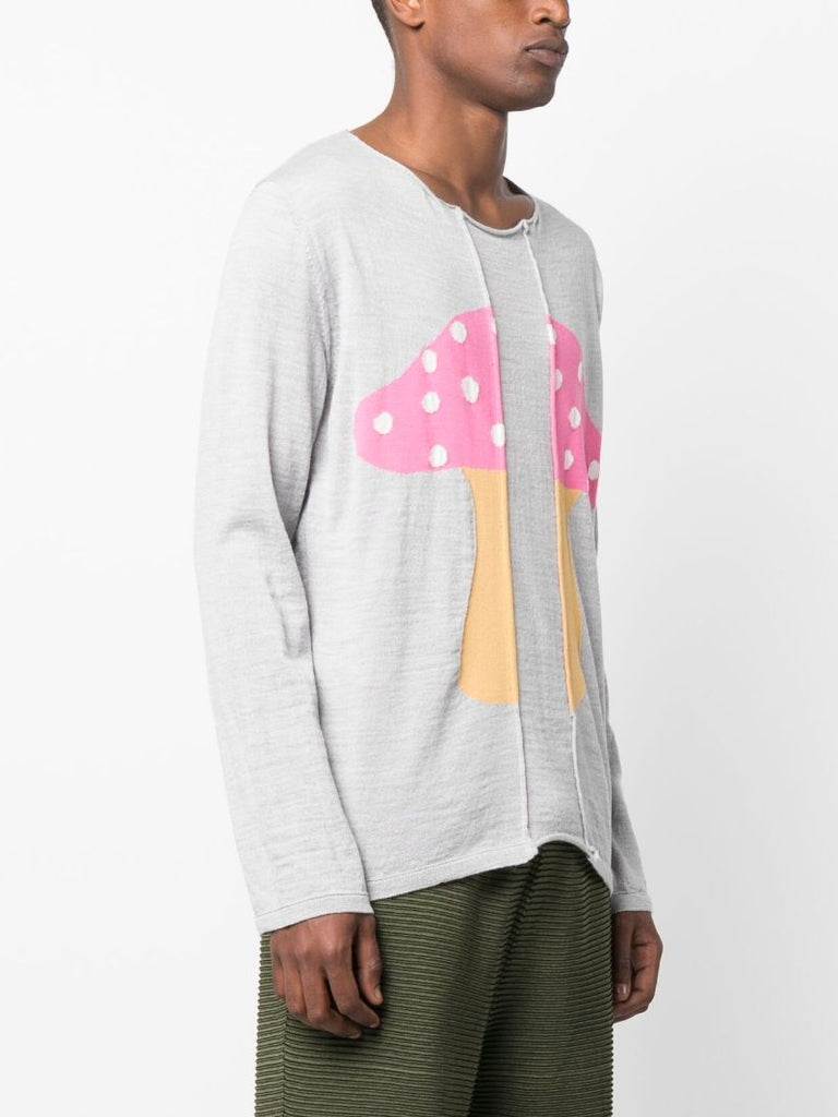 Grey Mushroom Motif Sweater