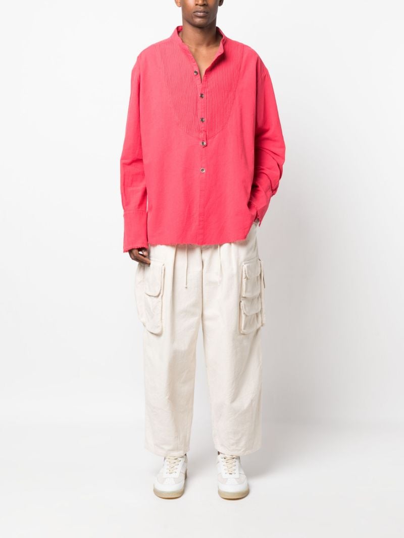 Red Pleated Bib Tuxedo Shirt