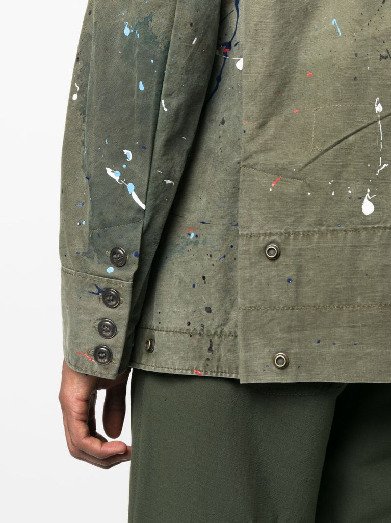 Green Paint-splatter Double-breasted Blazer