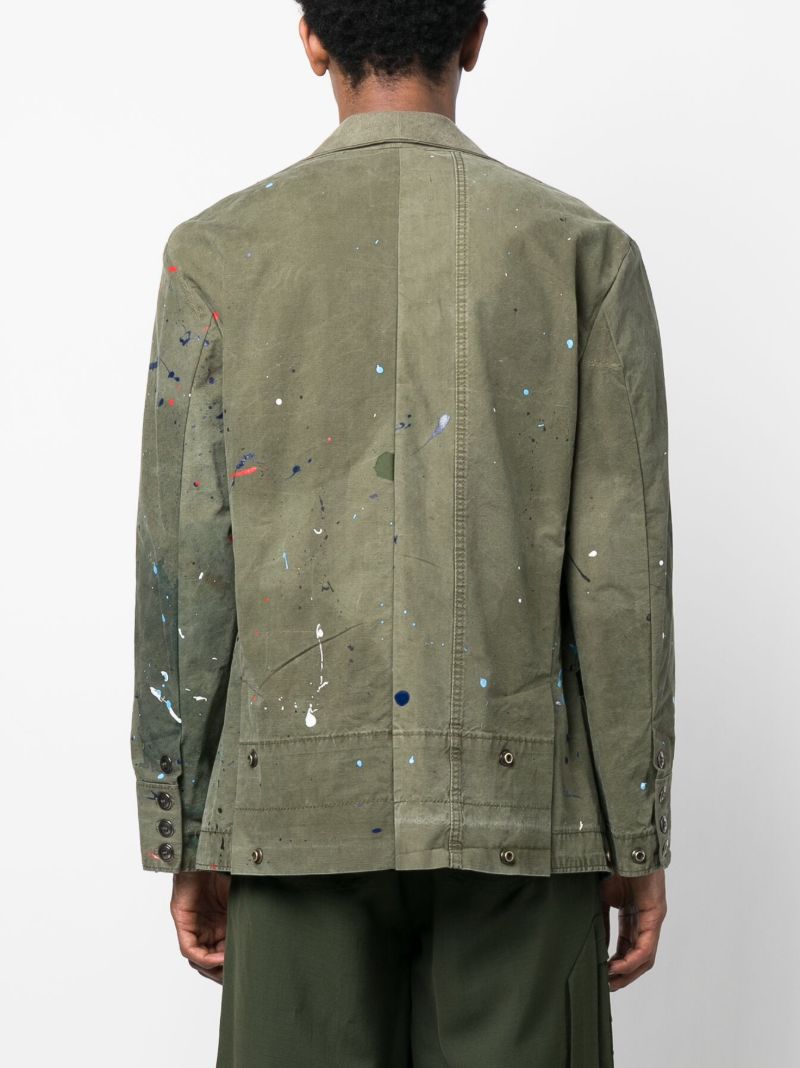 Green Paint-splatter Double-breasted Blazer