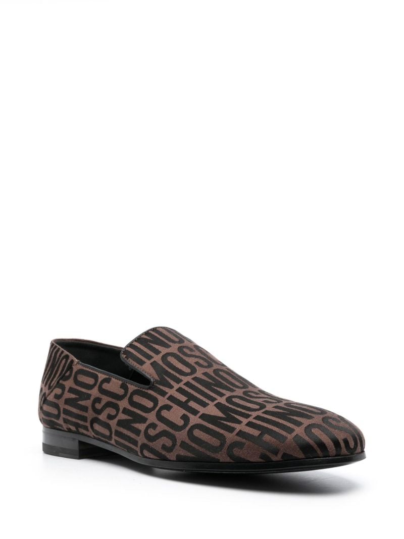 Brown Logo-jacquard Loafers