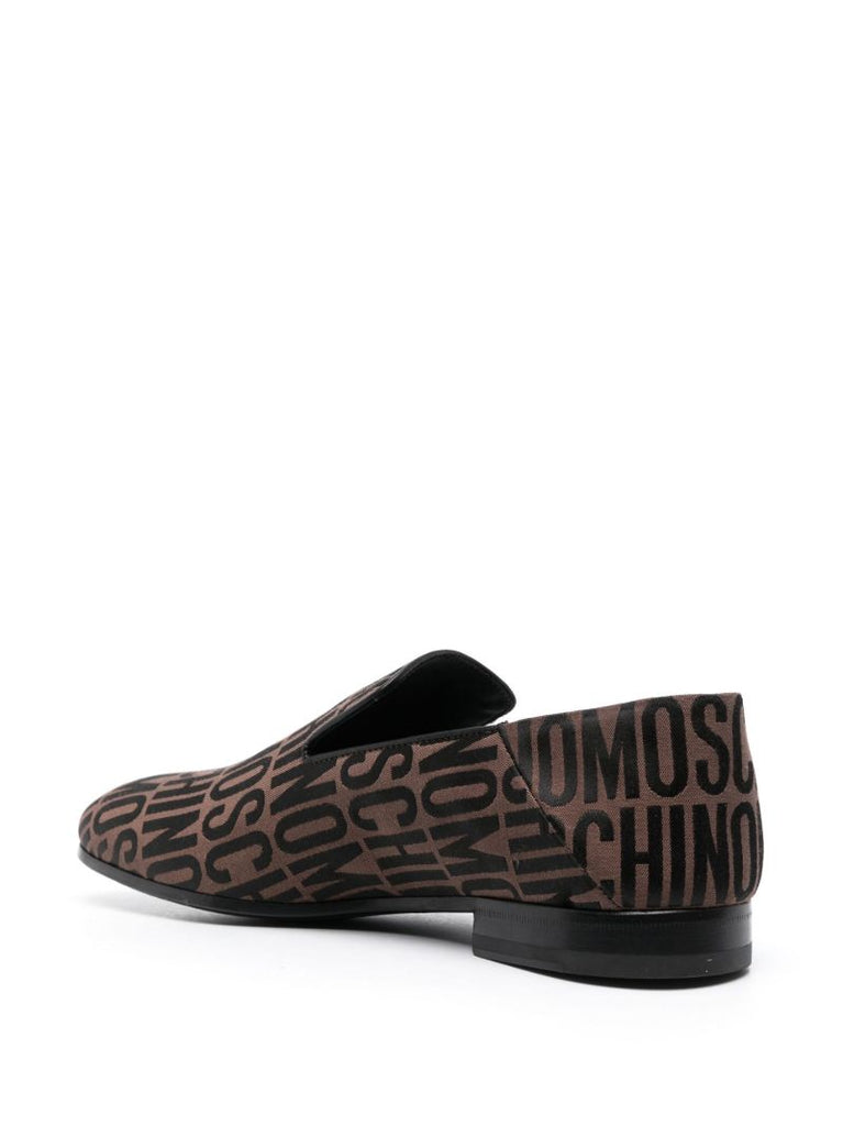 Brown Logo-jacquard Loafers