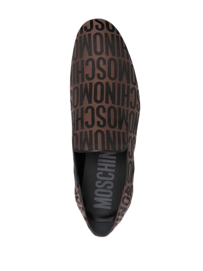 Brown Logo-jacquard Loafers