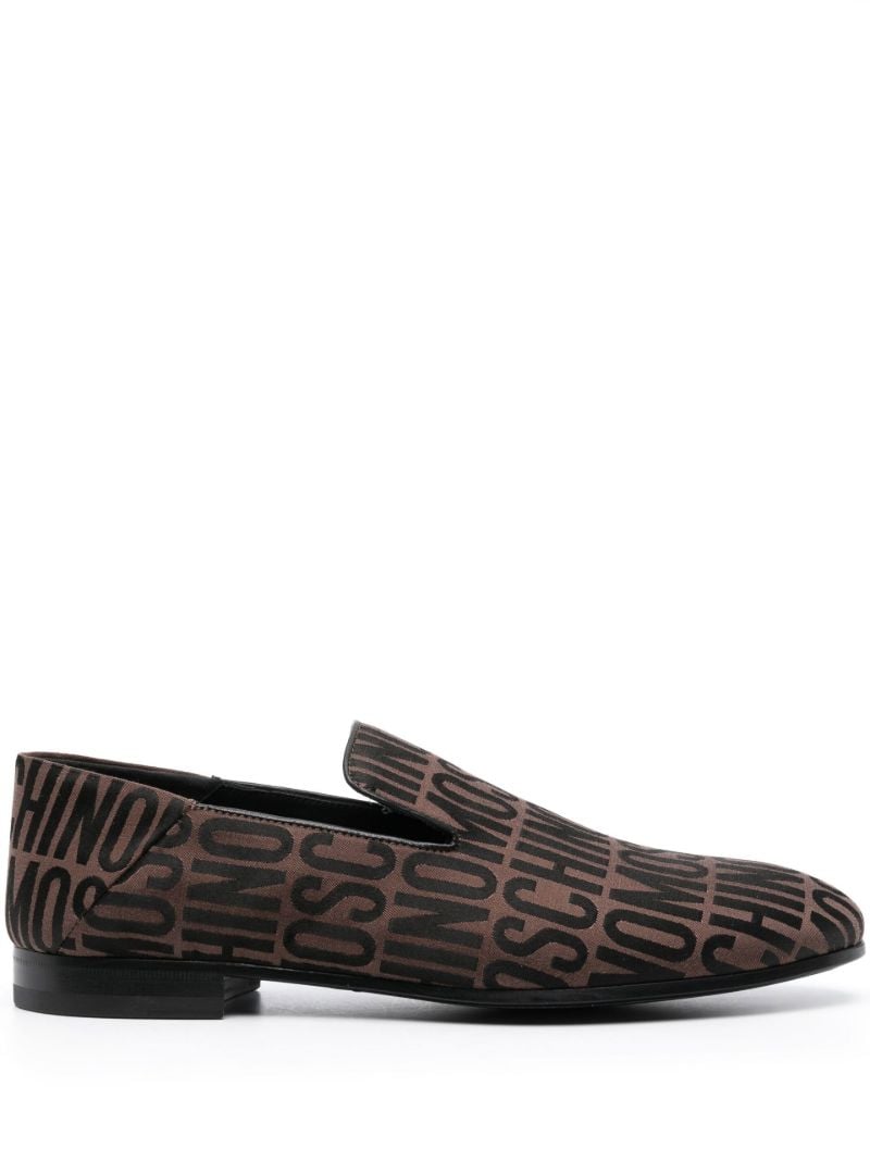 Brown Logo-jacquard Loafers