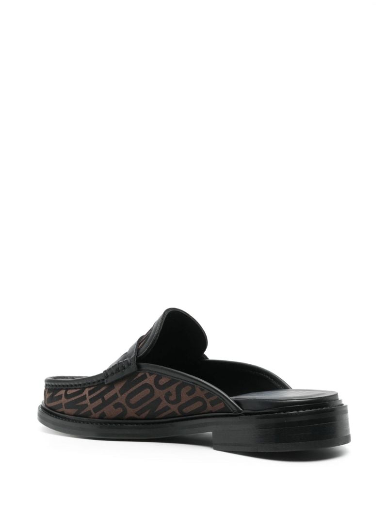 Brown Logo Jacquard Leather Mules