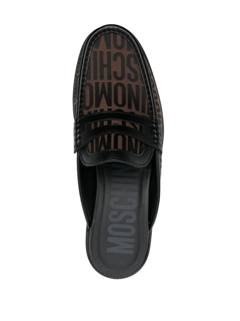 Brown Logo Jacquard Leather Mules