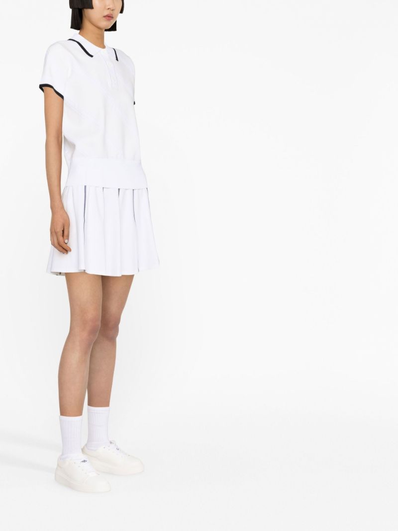 White Feline Jacquard Knit Golf Polo Top