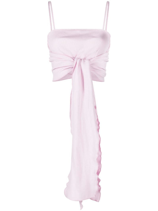 Purple Mye Ribbed Tie-front Top