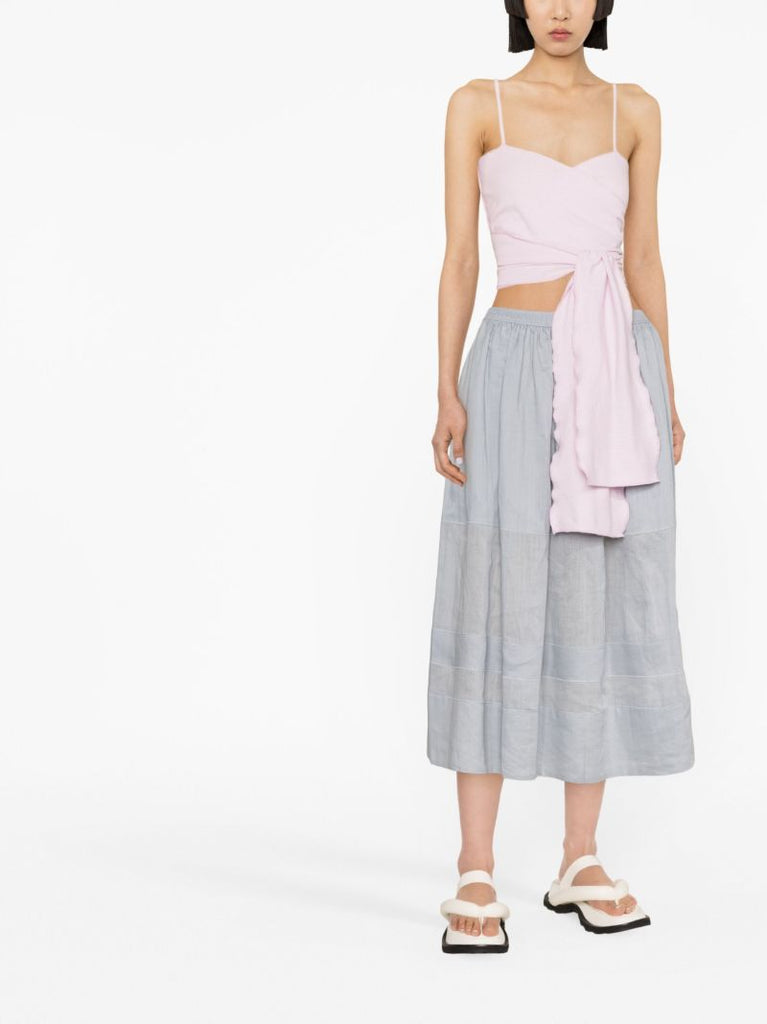 Purple Mye Ribbed Tie-front Top