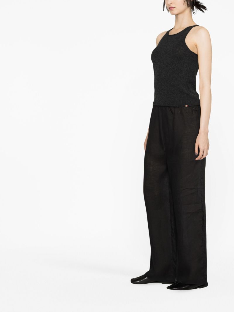 Black Domond Linen Trousers