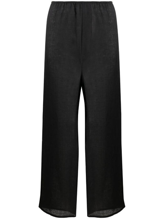 Black Domond Linen Trousers