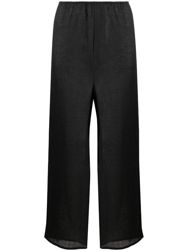 Black Domond Linen Trousers